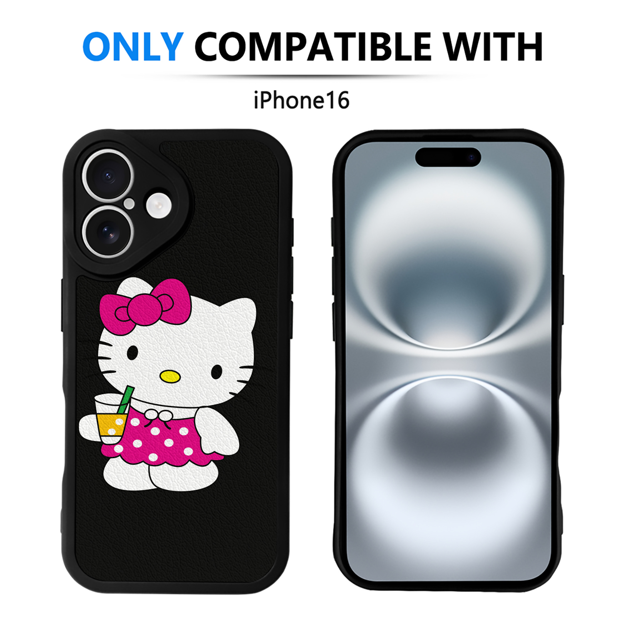 （画像用） Hello Kitty ハローキティ 【iPhone 16シリーズ対応】シリコンスマホケース（レザー調） 材質：シリコン